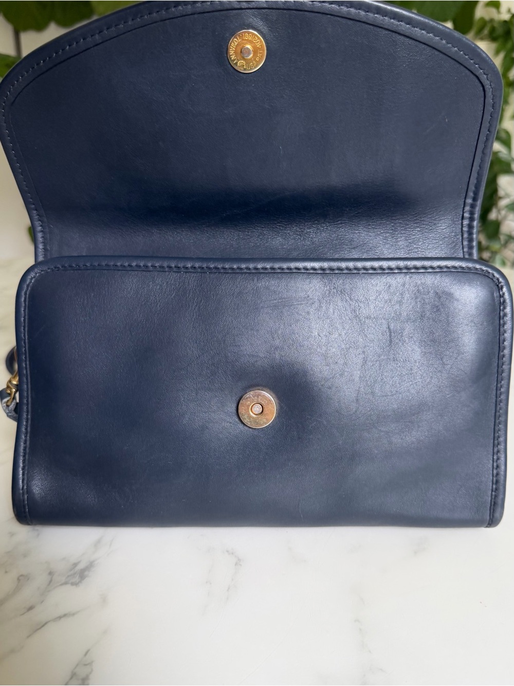 Coach Vintage Sterling Envelope Clutch Crossbody Bag 9945 Navy Blue Leather 90s - Picture 5 of 16